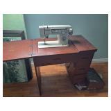 Vintage Morse Sewing Machine & Table w/Sewing