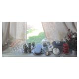 Glass Serving Tray, Set of Wine Glasses, Brass