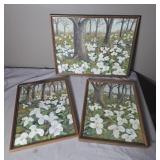 Trio of Trillium Oil on Canvas Paintings - Largest