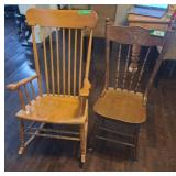 Wood Dining Chair & Wood Rocking Chair