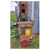 Shelf with gas tanks, and diesel tank, metal