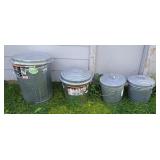 4 aluminum garbage cans