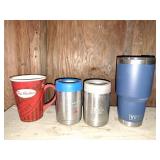 Yeti mug, Tim Hortons mug, 2 beer can holders