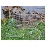 2 pet cages and dog leash cable