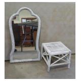 Mirror And  Wicker Stool