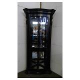 Black Painted Corner Cabinet With Mirror Back And