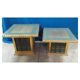 Set Of 2 Glass And Slate Tables