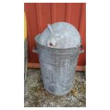 Galvanized Garbage Pail For Garden Decor