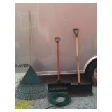 Garden Tools 2 Snow Shovels, Rake And Hose