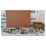 Various Antique Tools With Antique Crate