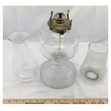 Vintage Oil Lamp and 2 Glass Tops