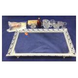 Mirrored Tray With Small Glass Set
