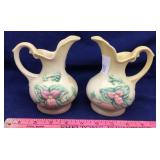 Pair of Vintage Hull Pottery Wildflower Pitchers