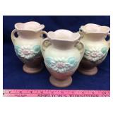 Trio of Vintage Hull Pottery Water Lilly Vases