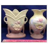 Two Vintage Hull Pottery Magnolia Vases