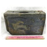 Old Wooden Ammo Box with Leather Strap