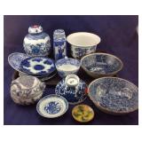 Collection of Blue and White Oriental Pottery