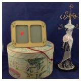 Jewelry Holder, Vintage Hat Box, Picture Frame