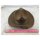 Brown Wool Doughboy Hat With Marine Pin