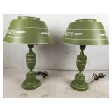 2 Green Tole Lamps