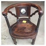 Antique Marble Back Asian Rosewood Armchair