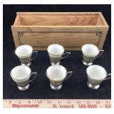 Set of Lenox Teacups & Wooden Box