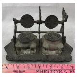 Victorian Double Inkwell Stand