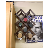 Vintage Wine Rack with Contents & Gary Hart For President Poster
