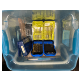 Storage Crate & Contents Consisting of Drill Bits & More