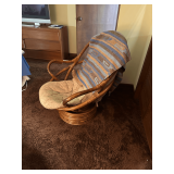 Vintage Boho Bamboo Rattan Swivel Lounge Chair