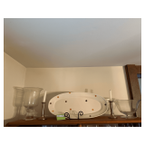 Contents on Top of Cabinet: Candles, Platter & More