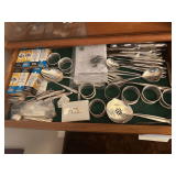 Contents of Drawer: Silver Napkin Rings, Flatware & More