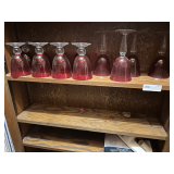 Contents of the Cabinet featuring Vintage Cranberry Red Crystal Wine Glasses