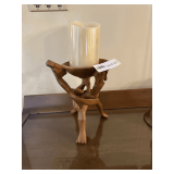 Rustic Wooden Candle Holder & Candle