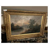 Framed Painting of a River Landscape