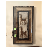 Vintage Hand Woven Tapestry Framed. Note included that reads, 'From the L.B. Stephens Collection on permanent loan to Fred and Reba Paludan. Hand woven in Peru from llama wool. Purchased around 1930 b