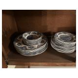 Contents of Cabinet Featuring Johnson Brothers Old Britain Castles Blue Transferware China