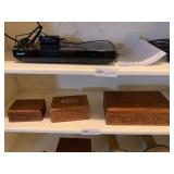 Three Hand Carved Wooden Keepsake Boxes