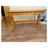 Vintage Swedish Pine Drafting Table Featuring Adjustable Height and a Tilting Top