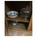 Contents of Cabinet: Bowls, Cakeplate with Dome Lid