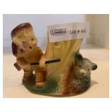 Vintage Ceramic Planter featuring Davy Crockett with a Bear Cub