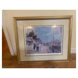Framed & Matted Picture featuring People Walking Along a Promenade