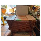 Handcrafted Wooden Woven Picnic Basket with Hinged