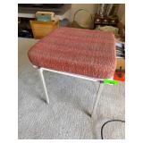 Modern Stool with Red Upholstered Cushion and Meta