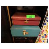 Two Vintage Jewelry Boxes in Red and Teal
