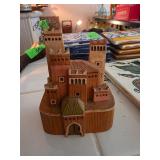 Hand-Carved Wooden Castle Model with Arched Entran