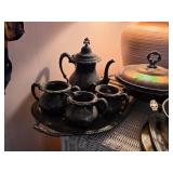 Silver-Plated Tea Set With Tray and Serving Pieces