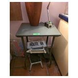 Green Painted Metal Side Table with Accessories