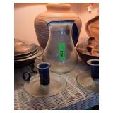 Handblown Glassware Including Pitcher and Candleho