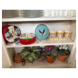 Decorative Tins and Ceramic Cups with Tray